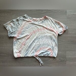 Pink, White, Blue Tie-dye American Eagle Crop Top